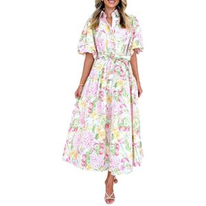 Sissyaki Women's Floral Maxi Dress 2026 Summer Spring Wedding Guest Dress (Pink, M)