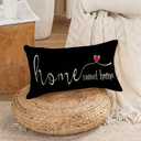 2 x RABUSOFA Home Sweet Home Quotes Throw Pillow Covers,12x20 Inch Farmhouse Red Heart Decorative Cushion Case for Sofa Couch Single No Insert Black