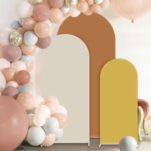 VitalCozy Set of 3 Wedding Arch Cover 4/5/6 ft Fabric Arch Backdrop Cover Double Sided Fitted Spandex for Baby Shower Birthday Party Decoration, Frame Not Included(Mixed Colors)