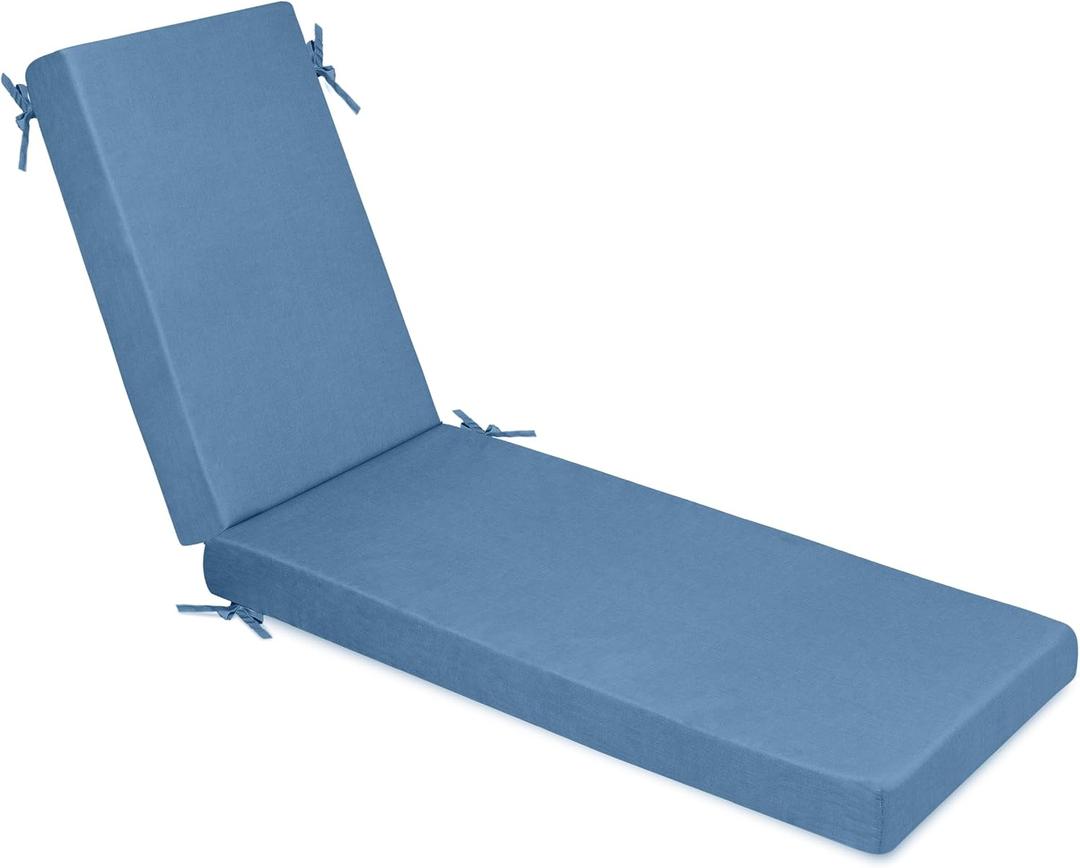 Milliard Memory Foam Outdoor Chaise Lounge Lawn Chair Cushion, with Waterproof and Washable Cover, Blue, 73x21x2.5