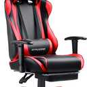 GTRACING Gaming Chair with Footrest, Ergonomic Computer Game Desk Chair, Reclining Gamer Chair Seat Height Adjustment, Swivel Rocker with Headrest and Lumbar (Brickred)