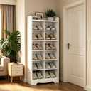 YATINEY 8-Tier Tall Shoe Rack, Wooden Shoe Storage Cabinet for Closet