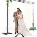 Heavy Duty Backdrop Stand 10x10ft, Three Crossbar Pipe and Drape Backdrop Stand Kit, Adjustable Metal Frame, Background Stand for Wedding Birthday Party Decorations-Black