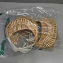 2 PCS Wicker Rattan Flower Baskets Small Half Moon Wicker Basket with Handle and Ribbons Wedding Flower Girl Straw Basket Willow Woven Storage for Wedding Party Decor(Brown) (2)