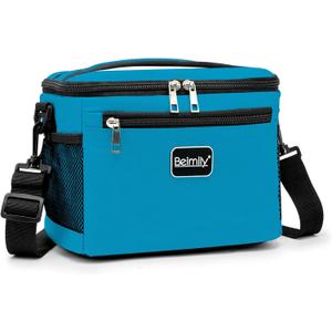 BEIMILY Lunch Box for Men/Women,Small Insulated Lunch Bag,Reusable LunchBox for work Picnic Beach,Leakproof Soft Cooler Tote Bag Organizer with Adjustable Shoulder Strap for Adults (Gray Blue)