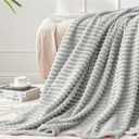 BEDELITE Fleece Throw Blanket for Couch  3D Ribbed Jacquard Soft and Warm Decorative Fuzzy Blanket  Cozy, Fluffy, Plush Lightweight Light Grey Throw Blankets for Bed, Sofa, 50x60 inches