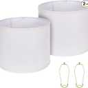 Drum Lamp Shades Set of 2, White Large Lampshades 12" Top X 14" Bottom X 11" Height, ALUCSET Large Lampshades Spider Fitter, Natural Linen Lamp Shade, Easy Assembly Required with 2 Lampshade Holders
