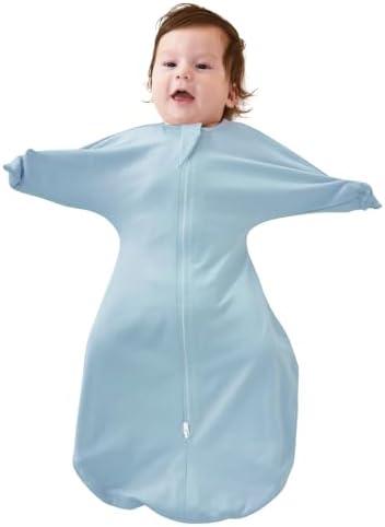 ZIGJOY Baby Transitional Swaddles for Newborns: 0.5 Tog Arms Up Sleep Sack 3-6-12 Months Soft Cotton Shark Fin 2 Way Zipper