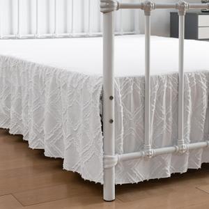Tufted Bed Skirt Queen Size,Ruffled Bed Skirt with Split Corners, Queen Bed Skirt 12 Inch Drop, Boho Queen Size Bed Skirt White for Ruffled Bed Skirt with Split Corners, White (Queen - 12" Drop)