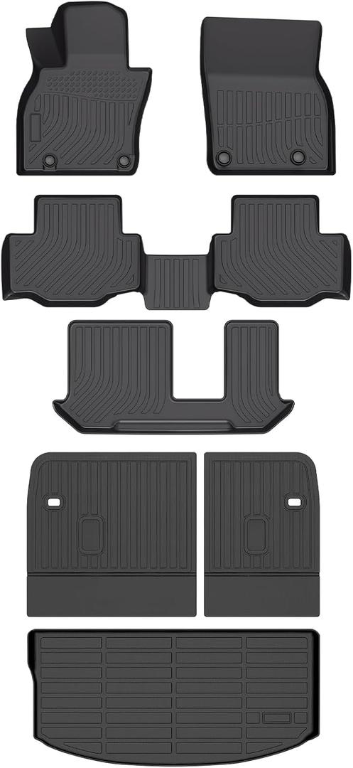HAFIDI® Floor Mats & Backrest Mats & Cargo Mats for Mazda CX-90/CX-90 PHEV 2026 2025 2024 8 Seats with 2nd Row with Bench Seat, All Weather TPE Custom Fit Floor Liners for CX-90/CX-90 PHEV Car Mats