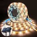 Solar LED Light Strip Outdoor Tape Rope Lights Waterproof 10ft Garden Path Decorative Lighting with 8 Modes for Outside, Wrap, Party, Stair, Step, Gazebo, Yard, Wedding, Christmas, 2 Pack (Warm White 9.8ft)