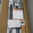 Veken 39.4" Small Electric Standing Desk, Height Adjustable Sit Stand Up, Wood Desktop, Work Home Office Computer PC Desks, Writing Study Bedroom Rising Table, Brown