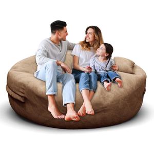 Bean Bag Chair for Adults 5FT,Soft Removable Cover for Teens/Girls Bedroom,Fluffy Giant Round Floor Beanbag Lounger Chairs (No Filler,Tan)