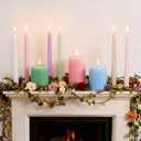 Treela 9 Pcs Spring Pastel Candles Set Easter Colorful Decoration Candy Pillar Taper Candles Gifts for Spring Wedding Home Party Decorations Dining Table Supplie Festive Celebrations, 0.8x9.8 inches, 4x2.8 inches, 2.8x6 inches