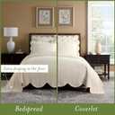Charleston Estate Modern Farmhouse Floral Matelasse Bedspread with Scalloped Edges, 100% Cotton Breathable Bedding, King/Cal King, Ivory Floral