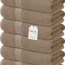 Avalon Towels Luxury Hand Towels (Pack of 6) Size 16x28 Inches - Premium Cotton, Soft and Highly Absorbent Hand Towels for Bathroom, 600 GSM Face Towels, Hotel & Spa Quality, Quick Dry (Beige)