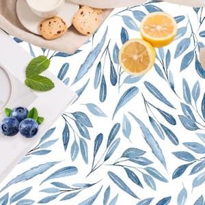 HAOKHOME Shelf Liner and Cabinet Liner Boho Blue Leaf, Self-Adhesive Drawer Liners, Peel and Stick Contact Paper for Kitchen Cupboard, Non Slip Bathroom Drawers, Blue/White 17.3in x 16.4ft
