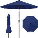 10FT Patio Umbrella Outdoor Market Umbrella with Crank and Tilt, 8 Flexible Fiberglass Ribs, UV-Resistant Waterproof Canopy for Patio, Deck, Garden, Backyard, Navy Blue