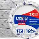 Dixie Ultra, Large Paper Plates, 10 Inch, 172 Count, 3X Stronger, Heavy Duty, Microwave-Safe, Soak-Proof, Cut Resistant, Disposable Plates For Heavy, Messy Meals (172 Count (Pack of 1))