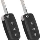 Key Fob Keyless Entry Remote Compatible with VW Volkswagen 2011-2016 CC Eos Golf GTI Jetta Tiguan Touareg/2012-2016 Beetle Passat Passat CC NBG010180T 4 Buttons Flip Key, 2-Pack
