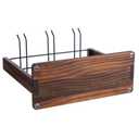 MyGift Tabletop Wine Glass Drying Rack, Champagne Flute Holder, Countertop Stemware Stand for Goblets, Modern Burnt Brown Solid Wood and Matte Black Metal Wire
