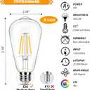 8 Pack 2700K Soft White LED Edison Bulbs 40W Equivalent, Clear ST19/ST58 Vintage 4W LED Light Bulbs for Ceiling Lights, 90 CRI, 450LM, E26 Base, Non-Dimmable