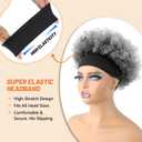 Afro Curly Headband Wig for Black Women,Short Kinky Curly Synthetic Wig with Super Elastic Headband Glueless Quick Wear And Go Fluffy Bouncy Afro Wig for Daily Party(TGrey)