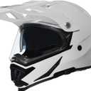 TRIANGLE Dual Sport Motorcycle Helmet Dirt Bike Helmets ATV Full Face Helmet for Adults Men with Internal Sunshield DOT Approved (Large, Glossy White)