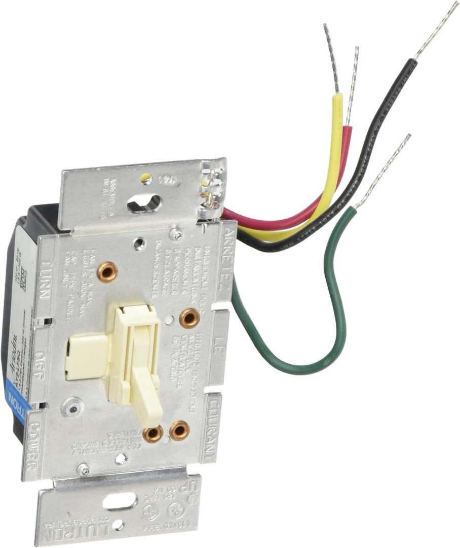 Lutron Toggler Combination Fan and Light Control, 1.5 Amp, Single-Pole/3-Speed, AY2-LFSQ-AL, Almond