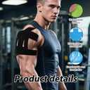 lasuroa 16 Pcs Shoulder Support Tape, Waterproof & Breathable Precut Kinesiology Kinetic Tape Elastic Athletic Sticker for Muscle Shoulder Support Sports & Physical Relaxation