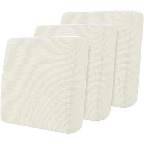 Hokway Stretch Couch Cushion Slipcovers Reversible Cushion Replacement Slipcovers Sofa Cushion Covers (Cream White, 3)