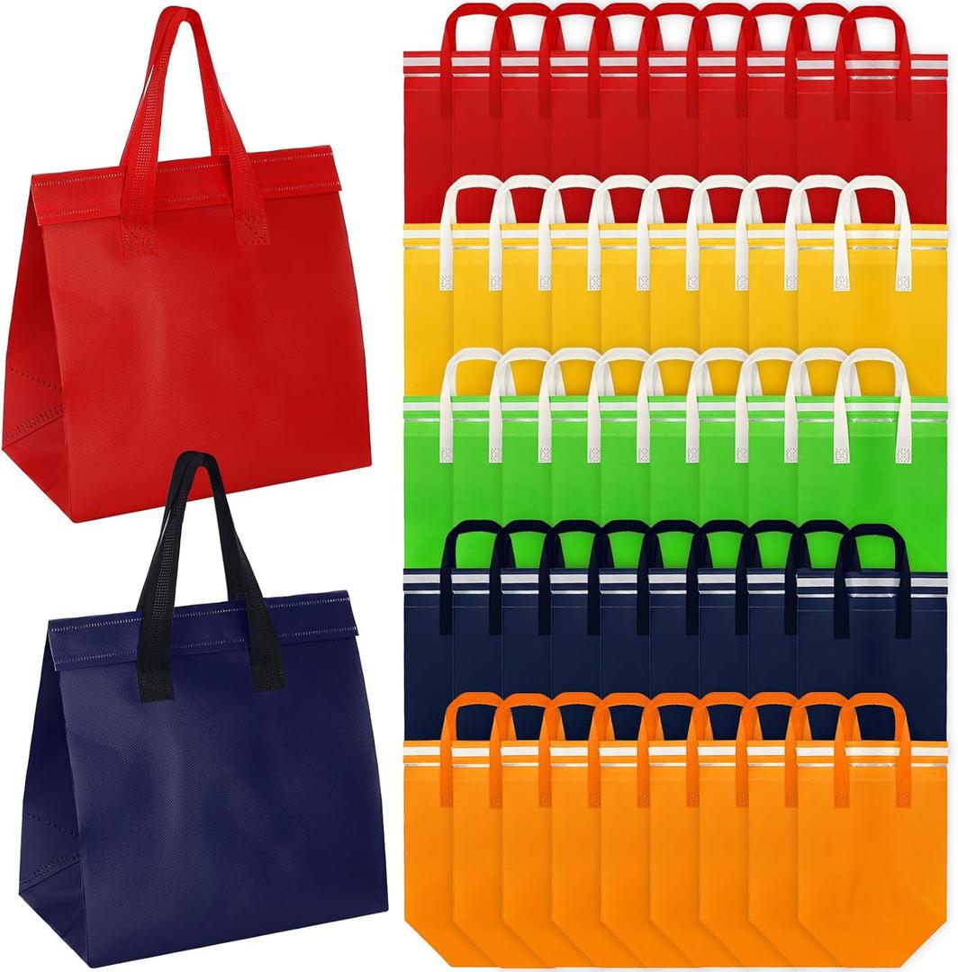 ZENFUN Set of 60 Insulated Take Away Bags, Small Take Out Bag Grocery Bags, Thermal Bag for Hot & Cold Frozen Food, Food Delivery, 9.3 x 5.7 x 9.3 inches