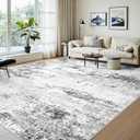 Area Rugs 9x12 Living Room: Large Modern Abstract Washable Rug Soft Indoor Anti Slip Carpet for Under Dining Table Bedroom Nursery Home Office White Grey Black