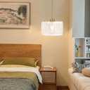 QIYIZM Glass Plug in Pendant Light Hanging Lights with Plug in Cord Milk White Hanging Lamp Gold Dimmable Mid Century Modern Plug in Chandelier Ceiling Fixture for Living Room,Kitchen,Boho