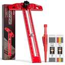 Nicpro Woodworking Scriber Marking Line Ruler, Adjustable Aluminum Alloy Sliding T-Square Ruler with Carpenter Pencil, Angle Adjustment Scale, Precision Line Drawing aid Ruler Tools for Woodworking