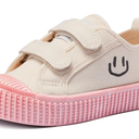 HAPPY NOCNOC Toddler Shoes for Boys & Girls, Canvas Dual Hook and Loops Sneakers with Candy-Colored Sole 26