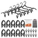 HOUSE DAY Foldable Travel Hangers 10 Pack w/10 Clips, Cruise Essentials 2025, Portable Hanger Collapsible Hangers Plastic, Travel Must Haves for Suitcase, Hotel, RV, Road Trip, Flying, Camping-Black