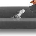 H.VERSAILTEX 100% Waterproof Futon Cover, Dual Waterproof Couch Cover for Futon, Stretch Jacquard Sofa Cover, Leakproof Furniture Protector for KidsCharcoal Gray