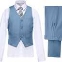 Boys' Formal Suit Set Slim Fit Kids Formal Suits Toddler Tuxedo Wedding Prom Classic Outfit for Teen (Blue, S)