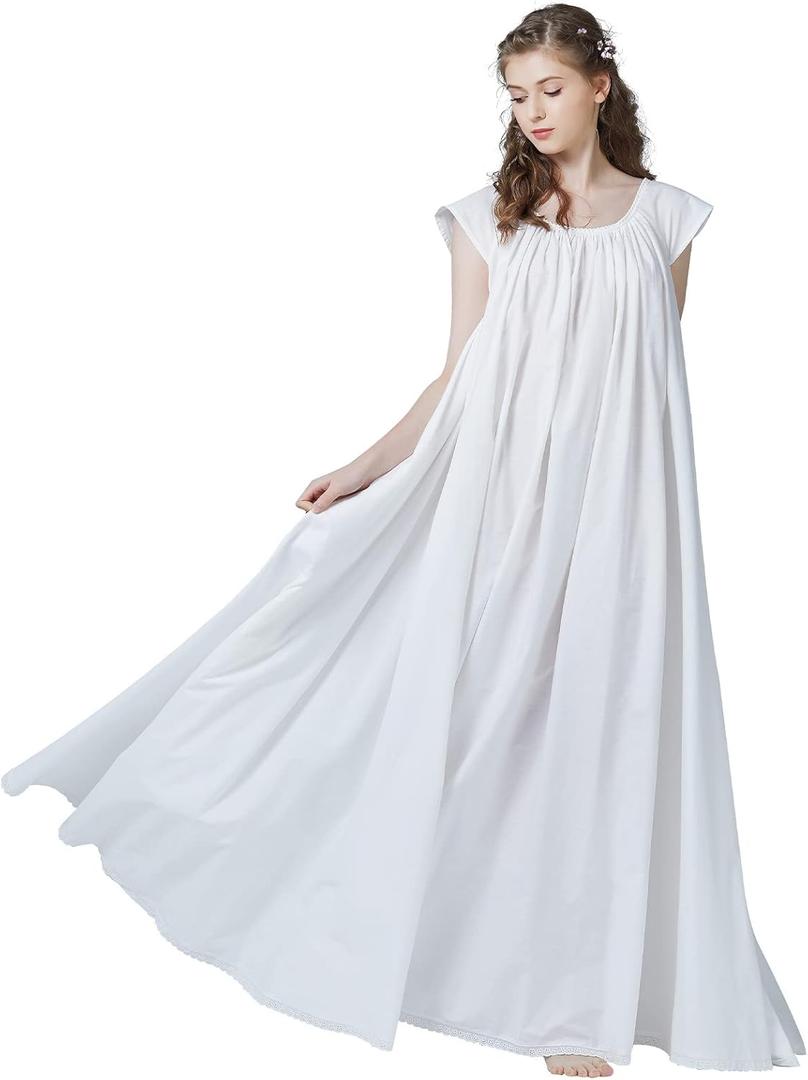 BEAUTELICATE Women Victorian Nightgown Cotton Sleepwear Maternity Nightie Long Oversize (X-Large)