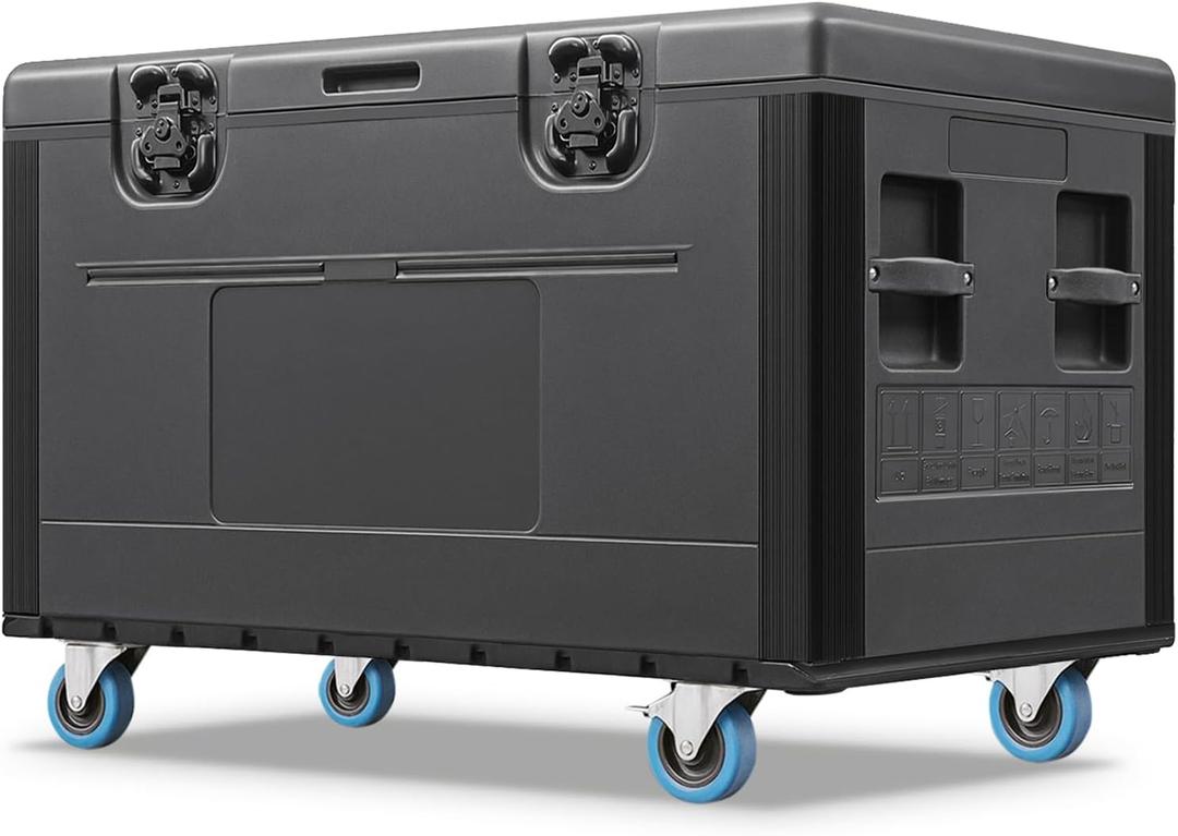 Diandian Utility Cable Trunk Road Case with Wheels, 44" x 22" x 24" Professional Stackable Heavy Duty ATA Rolling Road Case, for Pro Audio & DJ Equipment Storage, Transport for Touring with Casters
