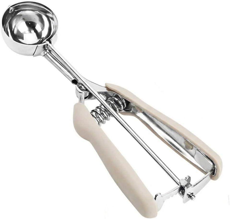 Ice Cream Scoop, 18/8 Stainless Steel Cookie Scoop, Cookie Scoops for Baking, 2 Tbsp/ 30 ml/ 1 oz Cookie Dough Scoop, Ice Cream Scooper with Trigger Release, Cookie Scooper for Baking(#40 White)