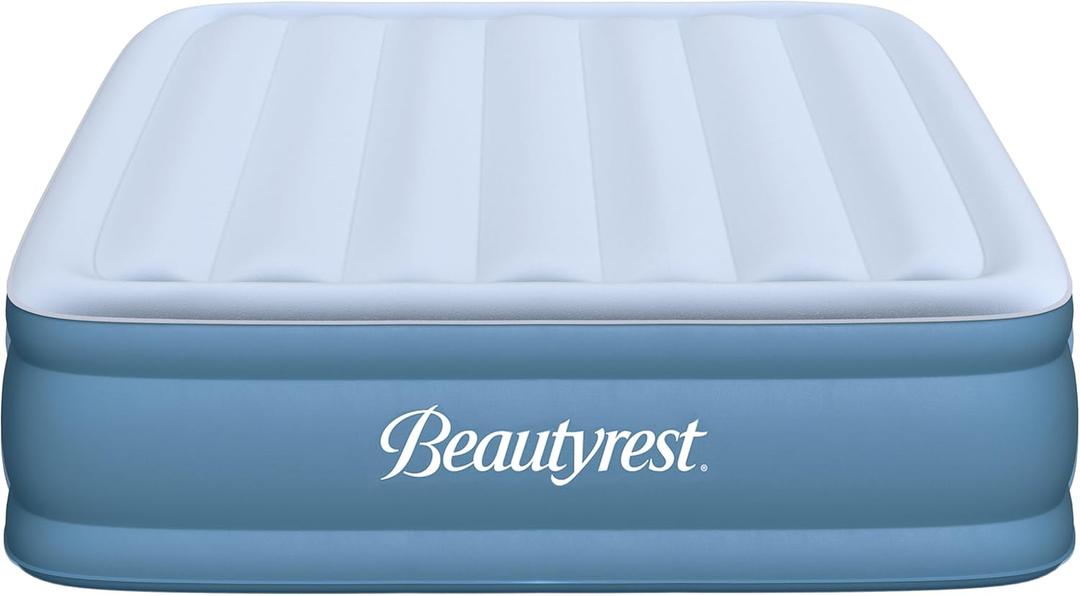 Beautyrest Sensa-Rest Air Bed Mattress with Built-in Pump and Edge Support, Ideal for Guests, Camping and More, 18" Queen