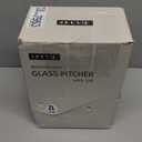 2 Pack 2 Liter/68 oz Square Glass Pitcher with Lid, Classic Stripes Water Pitchers with Handle for Fridge, Large Jug for Iced Tea, Borosilicate Glass Carafe for Hot/Cold Brew Drink, Silver