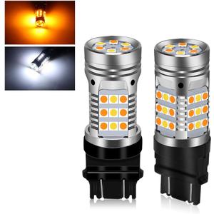 3157 LED Bulbs Switchback Amber Turn Signal Lights 12V White Side Light Switchback Led Bulbs 42 Led Error Free Canbus Built-in Load Resistor 2Pcs 3157 3057 Car Blinker Lamp (White Amber 3157)