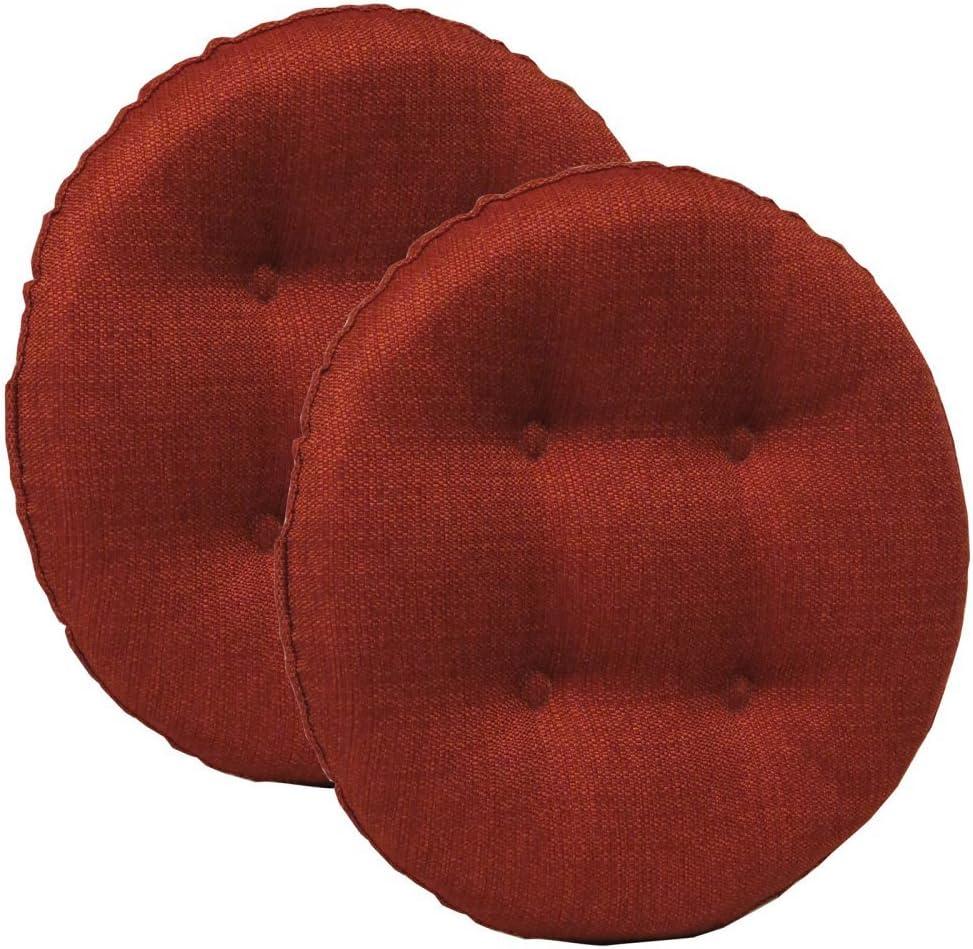 Klear Vu Omega Gripper Non-Slip Tufted Round Barstool Cushion for Dining Rooms, Cafes, Bars and Restaurants, 14 Flame Red 2 Pack