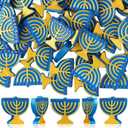 AceOrbit 50 Pcs Hanukkah Mini Resin Menorah Figurine Blue Hanukkah Ornament Tiny Tabletop Chanukah Menorah Jewish Holiday Decor, Festival Gift Home Altar Centerpiece