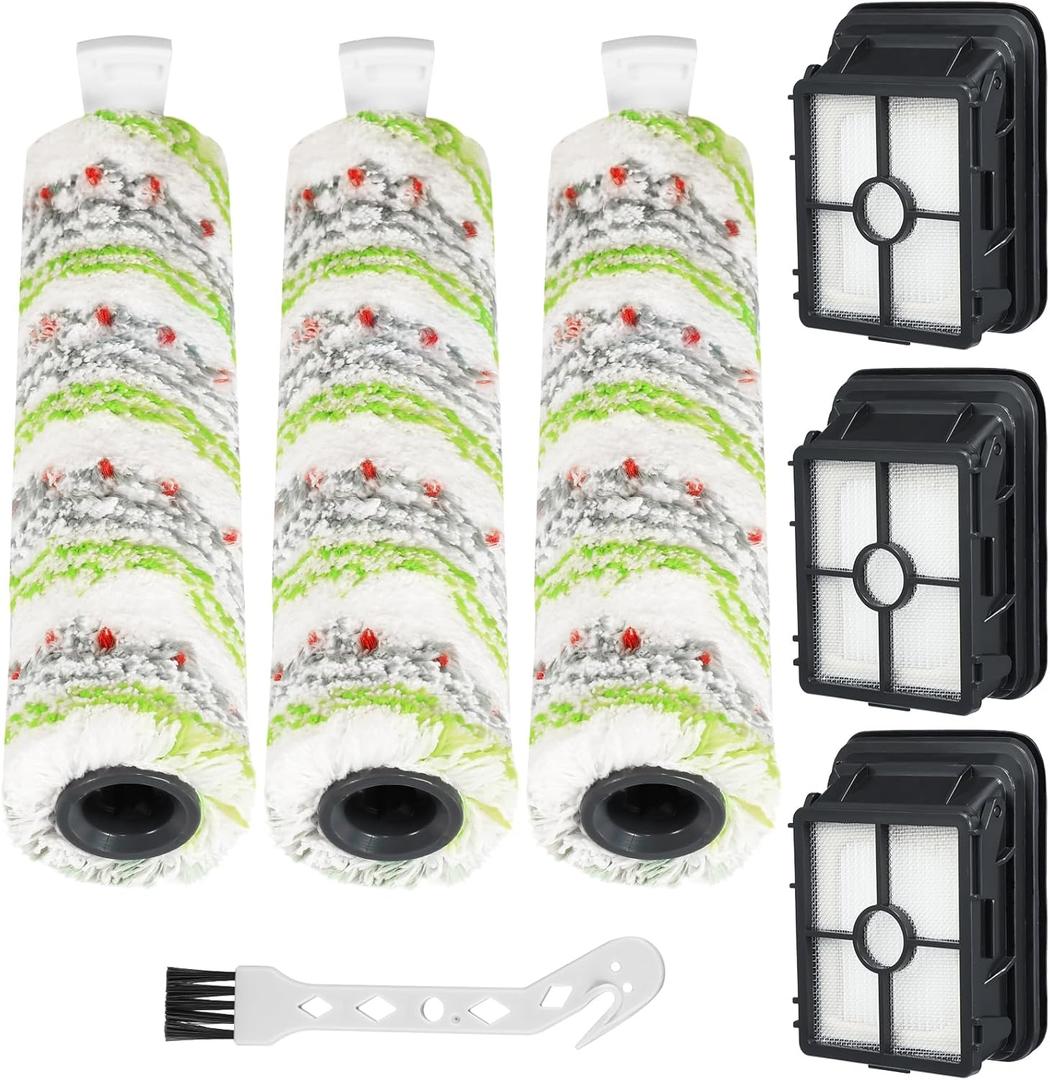 3 Pack Multi-Surface Pet Brush Rolls 2788 and Vacuum Filters 1866 Compatible with Bissell CrossWave Max 2554 2554A 2590 2593 2596, for HydroSteam 35151 3515 35152 3513 3518, Part 1618641&1608684