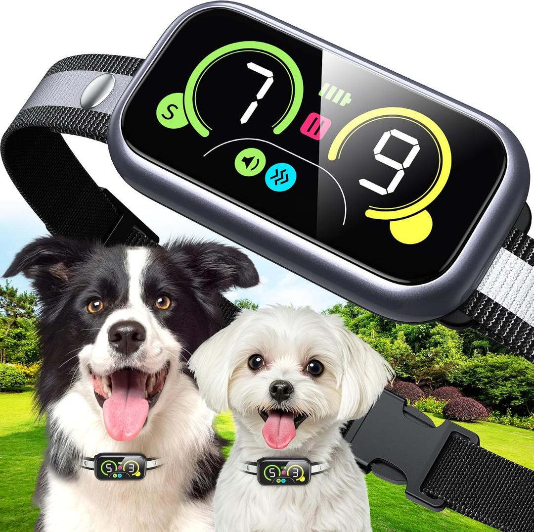 Dog Bark Collar, Smart Barking Collar with 4 Modes, 7 Adjustable Sensitivity for Barking Howling Whining, Automatic Anti Barking Device for Large Medium Small Dogs IP67 Waterproof for Indoor & Outdoor