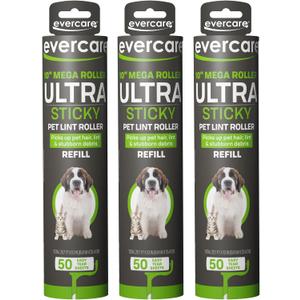 Evercare Pack of 3 All-Purpose Pet Mega Oversized Lint Roller Refills, 50 Sheets Each